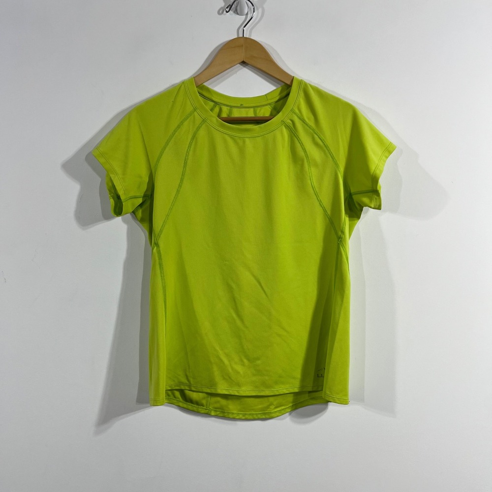 LL Bean Womens Green Activewear Shirt Reflective Medium Outdoors Training